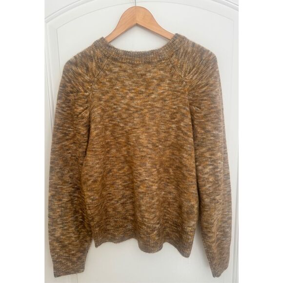 Madewell Crew Neck Space Dye Pleated Sleeve Wool Blend Sweater Cream/Tan Size XL - Picture 6 of 13